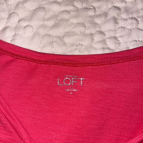 Loft Hot Pink & Tan Swoop Neck T shirt - Picture 2 of 4